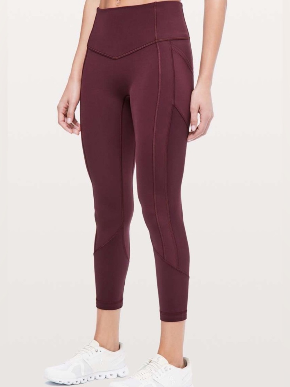Lululemon All The Right Places Crop 23” Leggings Size 8 Adobe Red Pockets